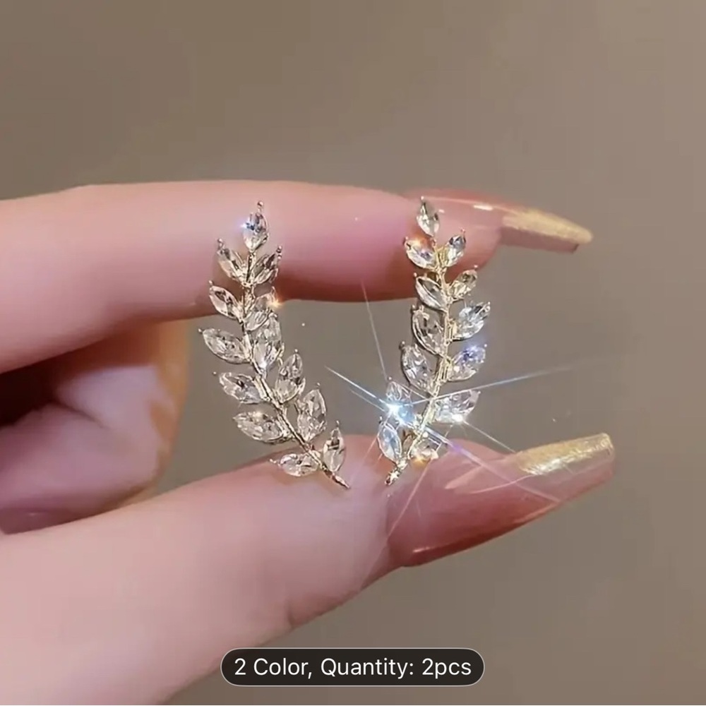 Gold Leaf Crystal Earrings